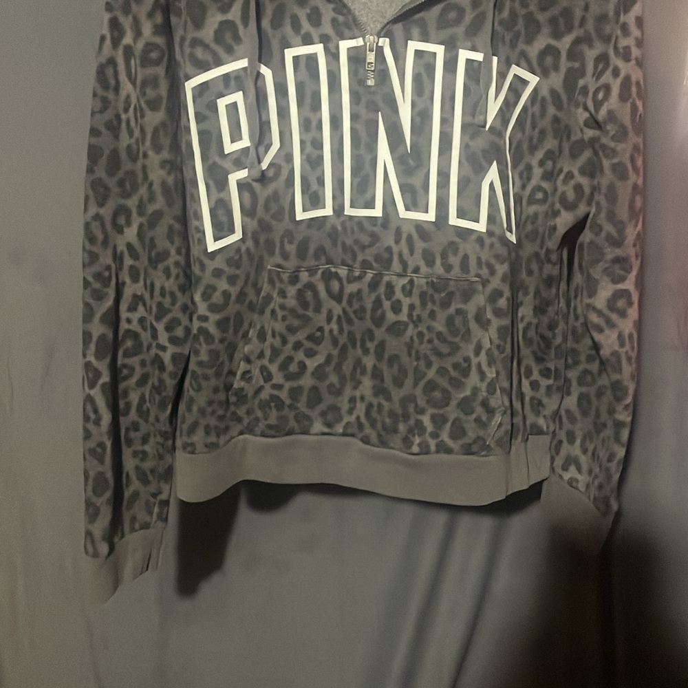 PINK Victoria's Secret Gray Leopard Print Hoodie